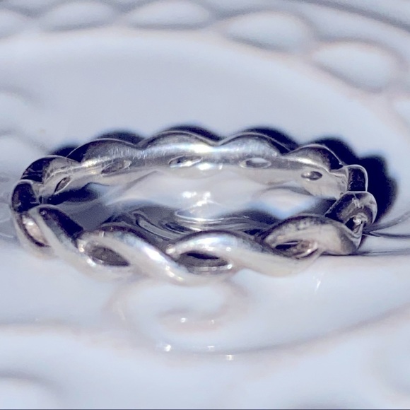 Sterling Silver Twisted Rope Wedding Anniversary Band Ring Vintage With Pouch - Picture 5 of 16